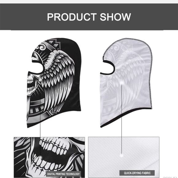 Tactical Skull Ghost Printed Full Face Mask Balaclava Halloween Ski Motorcycle - Picture 5 of 6